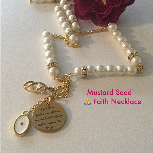 ldmtreasures Jewelry - Religious Pearl Necklace, Mustard Seed Charms Necklace. Necklace Faith